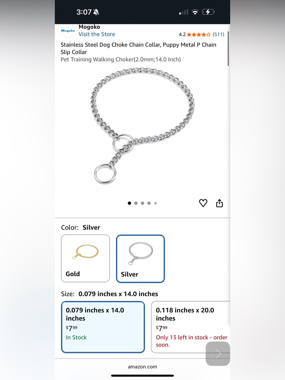 Dog XL CHOKE CHAIN COLLAR